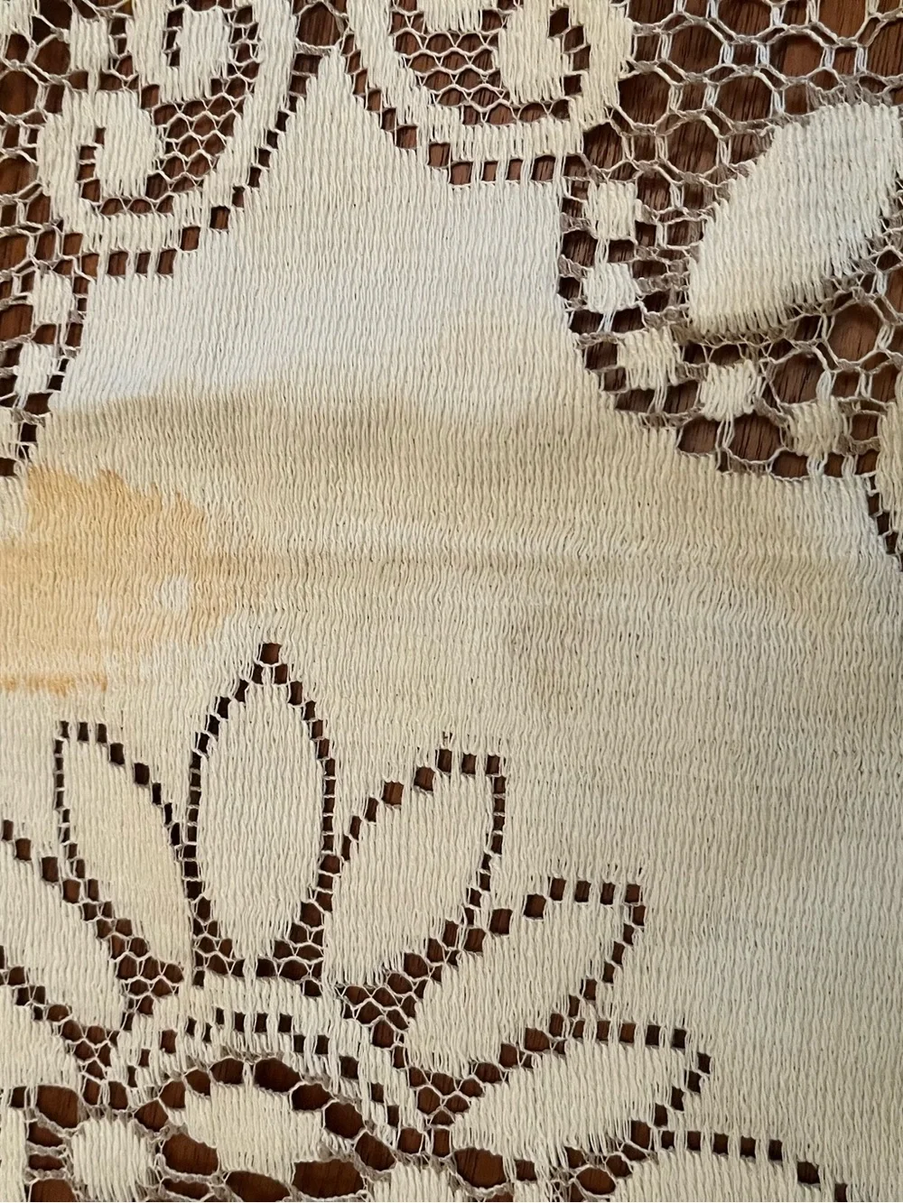 Vintage 1960 Cream Floral Lace Tablecloth Made in France 68” x 88”